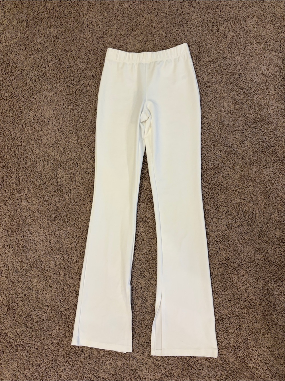 Women's Cream Boot-Cut Flare Pants with Stretch Waistband